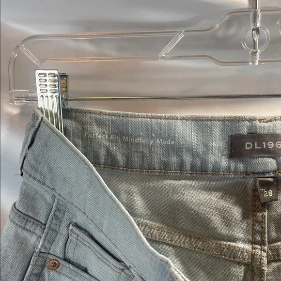 DL1961 Light Gray Boyfriend Jeans with Distressing